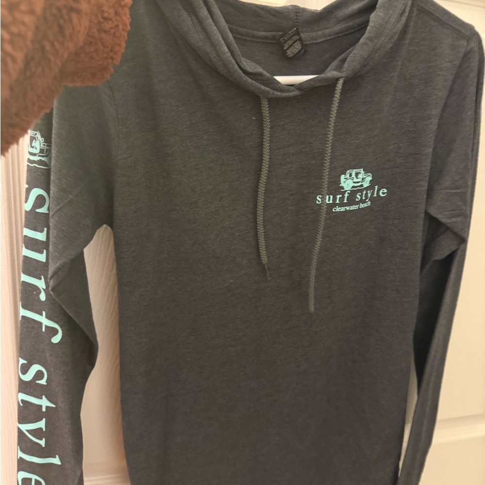 Surf Style Charcoal Hoodie with Teal Accents